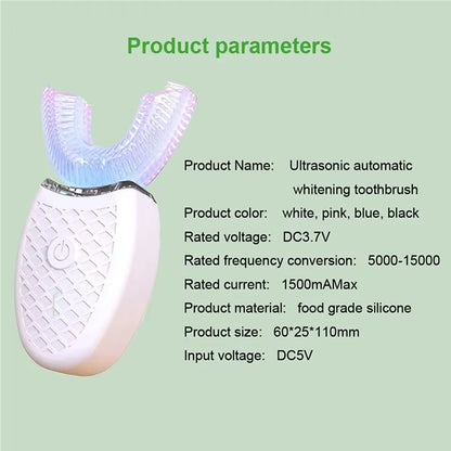 Sonicglow™ 360° Electric Toothbrush: USB Rechargeable Automatic Toothbrush for Deep, Effortless Cleaning